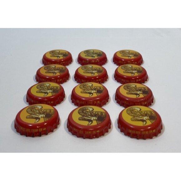 Lot of 12 Ram Head Red Yellow Shiner Bock Texas Beer Bottle Caps Older Style - Picture 8 of 9